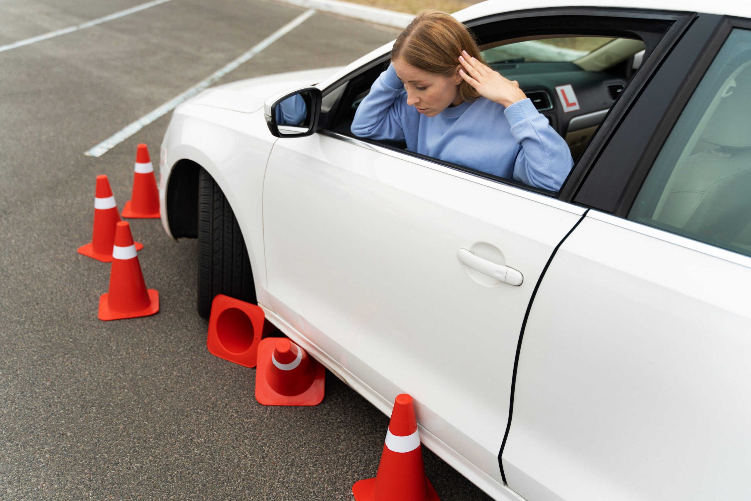 Alumno al volante en clase práctica de conducir con profesor de autoescuela en Zaragoza